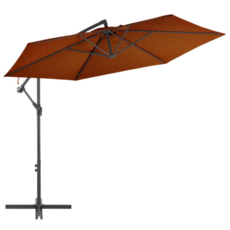 vidaXL Zweefparasol met aluminium paal 300 cm terracottakleurig vidaXL Zweefparasol met aluminium paal 300 cm terracottakleurig afbeelding 1