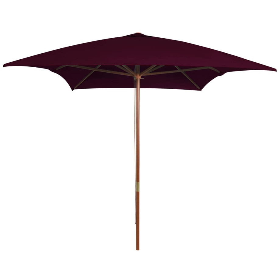 vidaXL Parasol met houten paal 200x300 cm bordeauxrood afbeelding 1