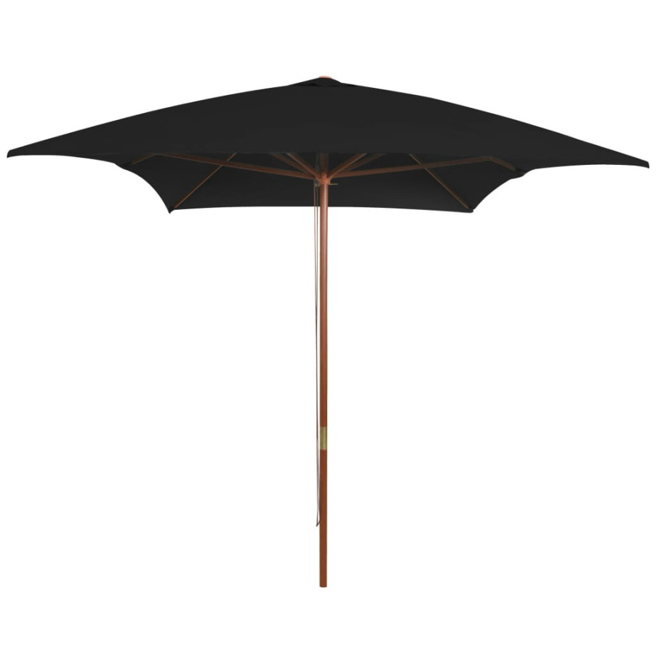 vidaXL Parasol met houten paal 200x300 cm zwart afbeelding 1