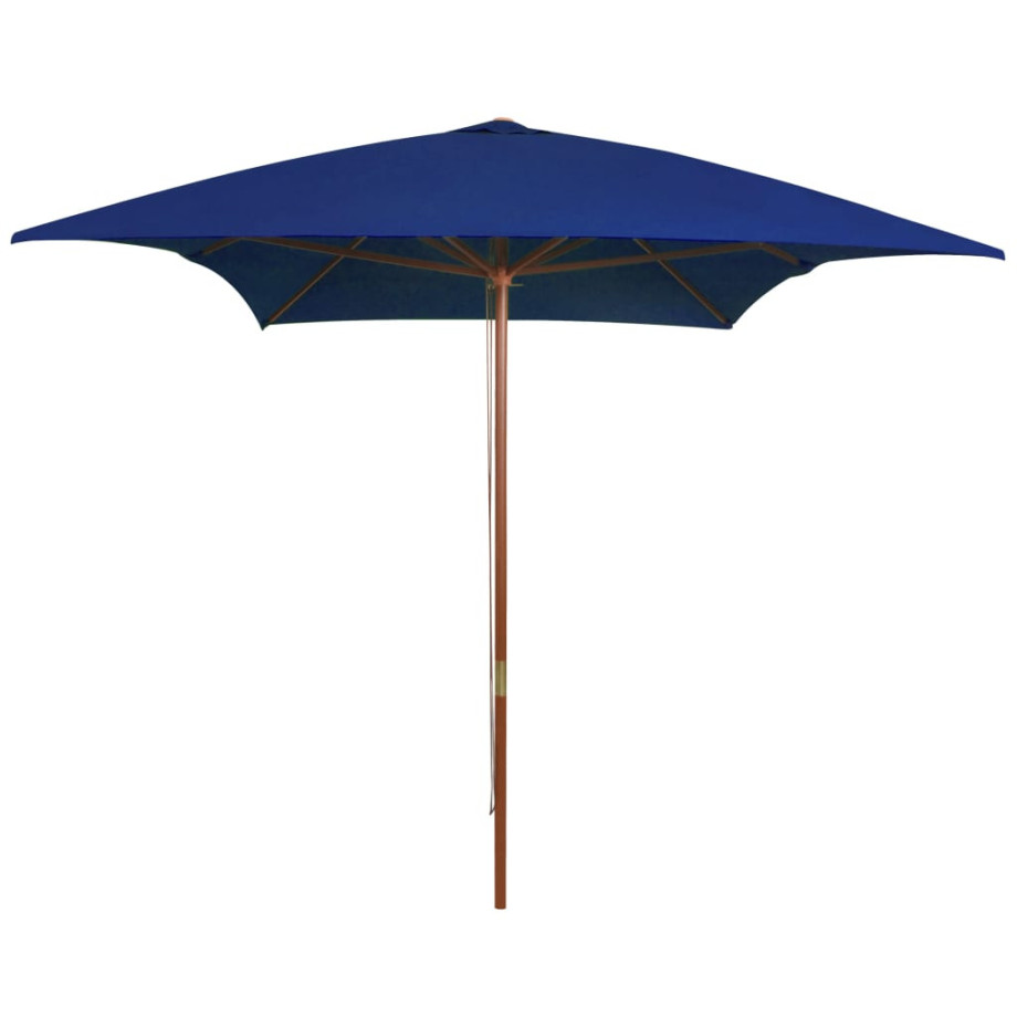 vidaXL Parasol met houten paal 200x300 cm blauw afbeelding 1