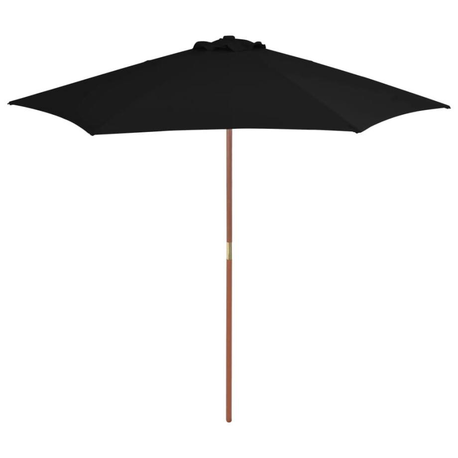 vidaXL Parasol met houten paal 270 cm zwart afbeelding 1