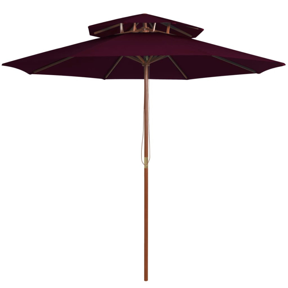 vidaXL Parasol dubbeldekker met houten paal 270 cm bordeauxrood afbeelding 1