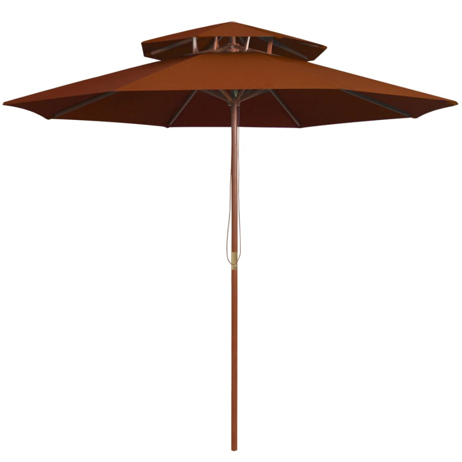 vidaXL Parasol dubbeldekker met houten paal 270 cm terracottakleurig afbeelding 1