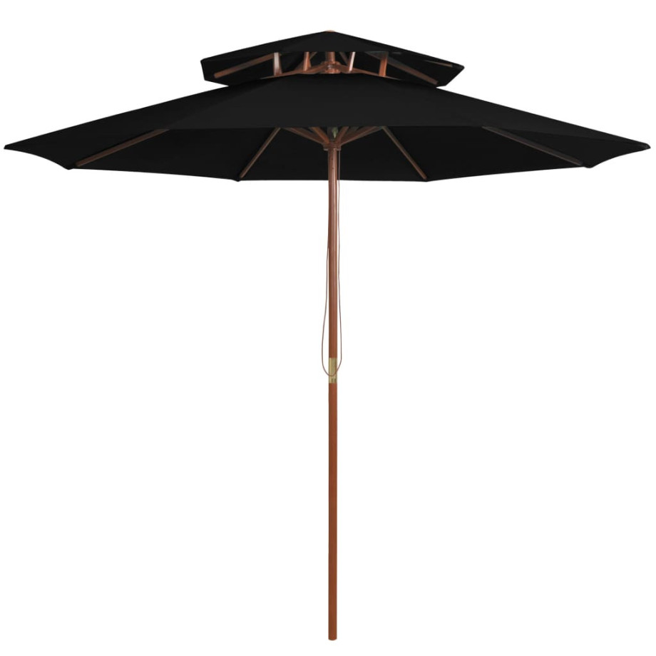 vidaXL Parasol dubbeldekker met houten paal 270 cm zwart afbeelding 1