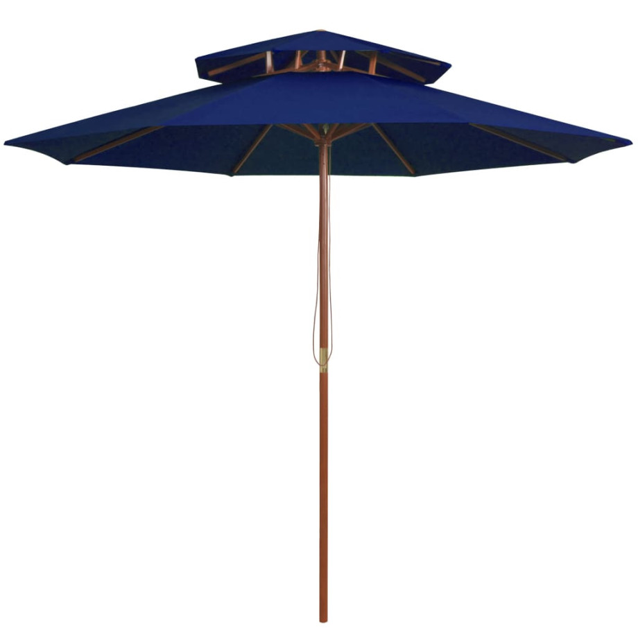 vidaXL Parasol dubbeldekker met houten paal 270 cm blauw afbeelding 1