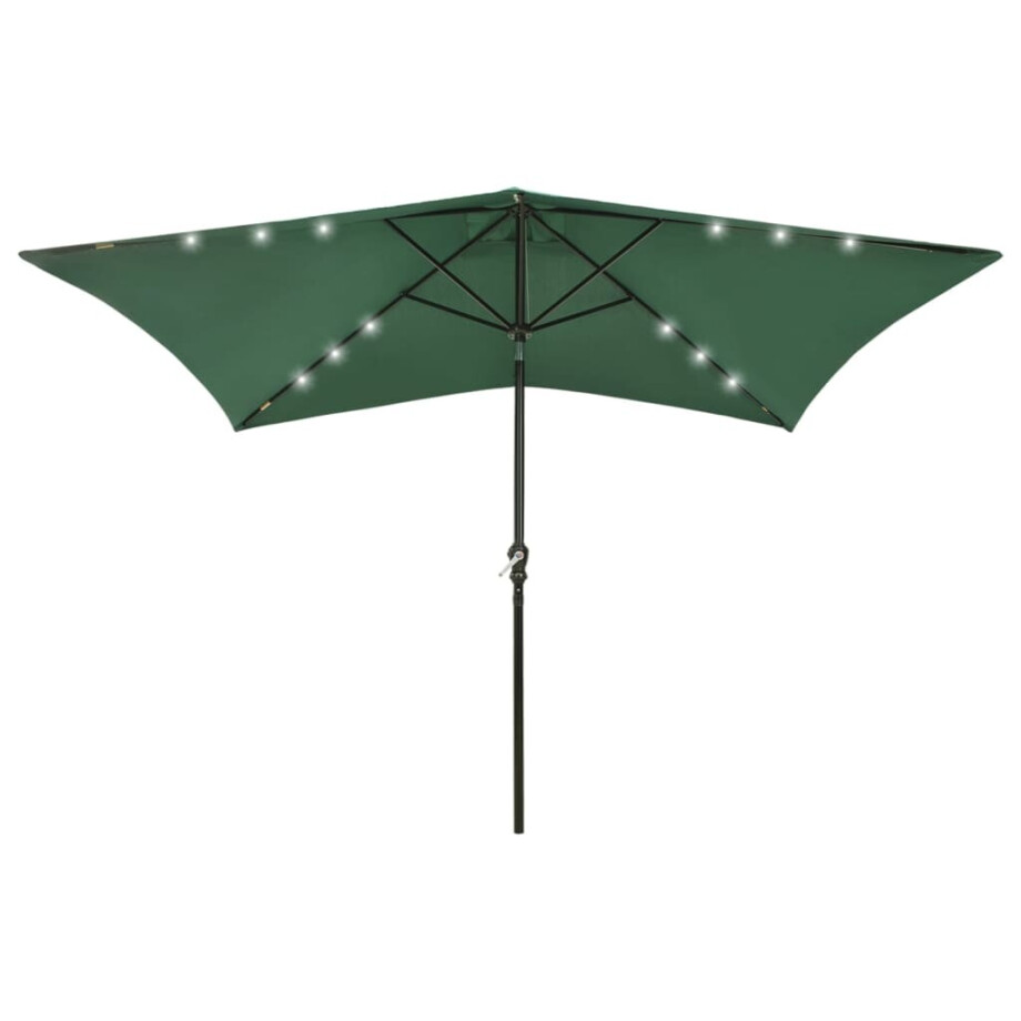 vidaXL Parasol met LED's en stalen paal 2x3 m groen afbeelding 1