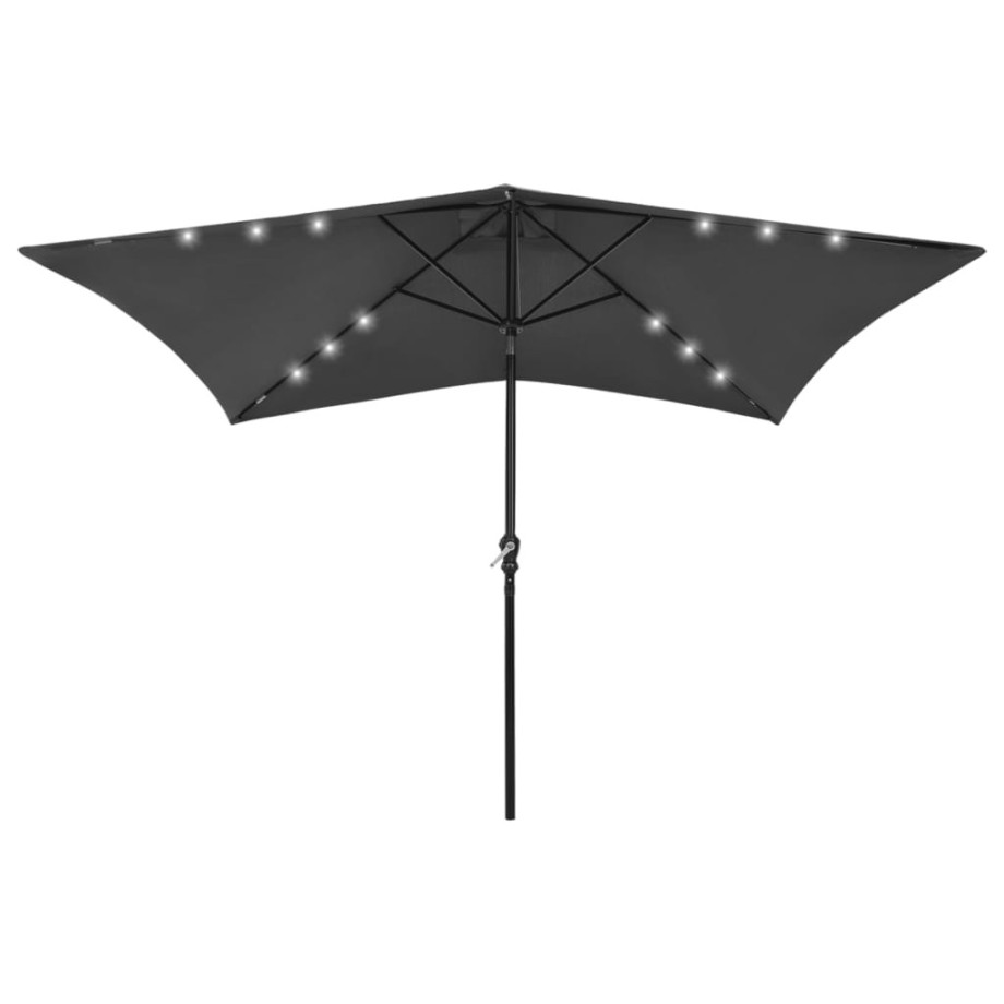 vidaXL Parasol met LED's en stalen paal 2x3 m antracietkleurig afbeelding 1