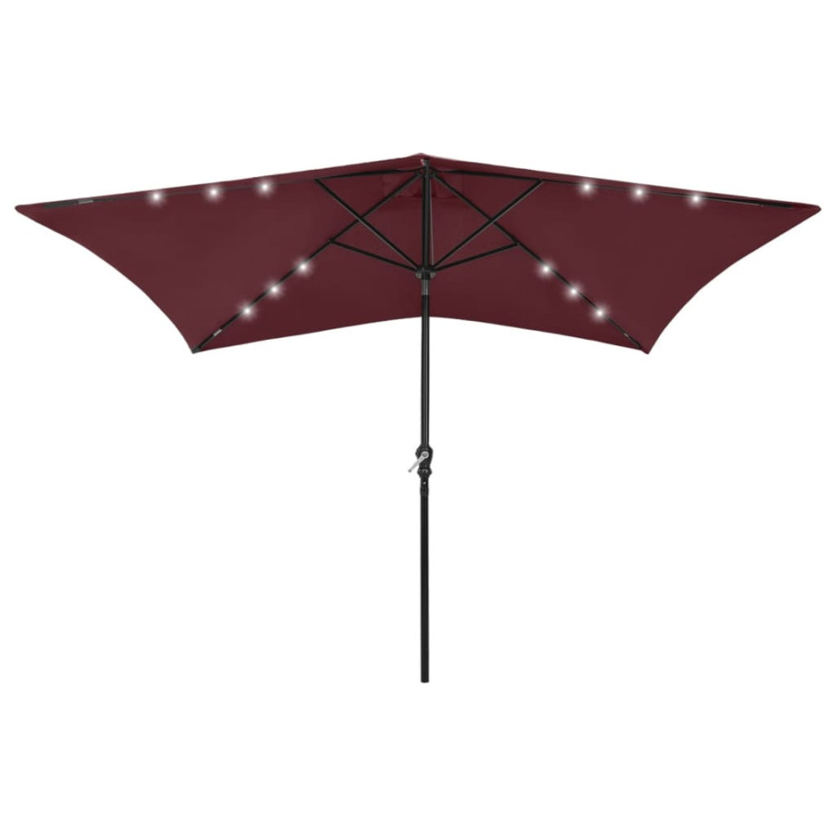 vidaXL Parasol met LED's en stalen paal 2x3 m bordeauxrood afbeelding 1