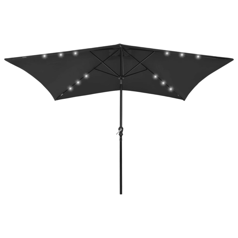 vidaXL Parasol met LED's en stalen paal 2x3 m groen afbeelding 1