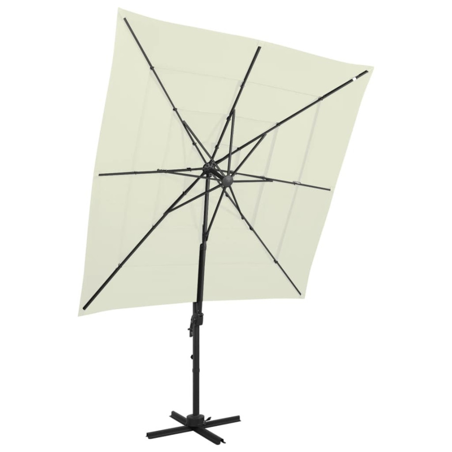 vidaXL Parasol 4-laags met aluminium paal 250x250 cm zandkleurig afbeelding 1