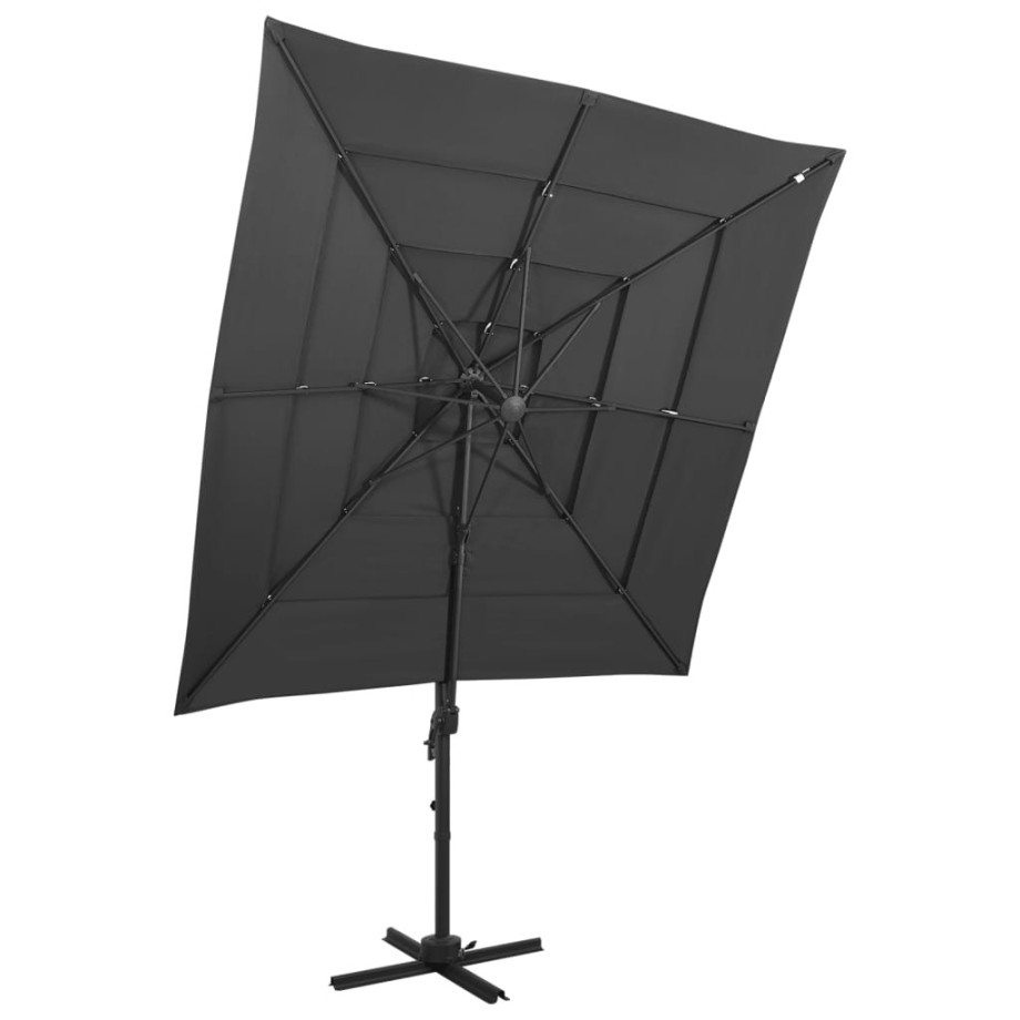 vidaXL Parasol 4-laags met aluminium paal 250x250 cm antracietkleurig afbeelding 1