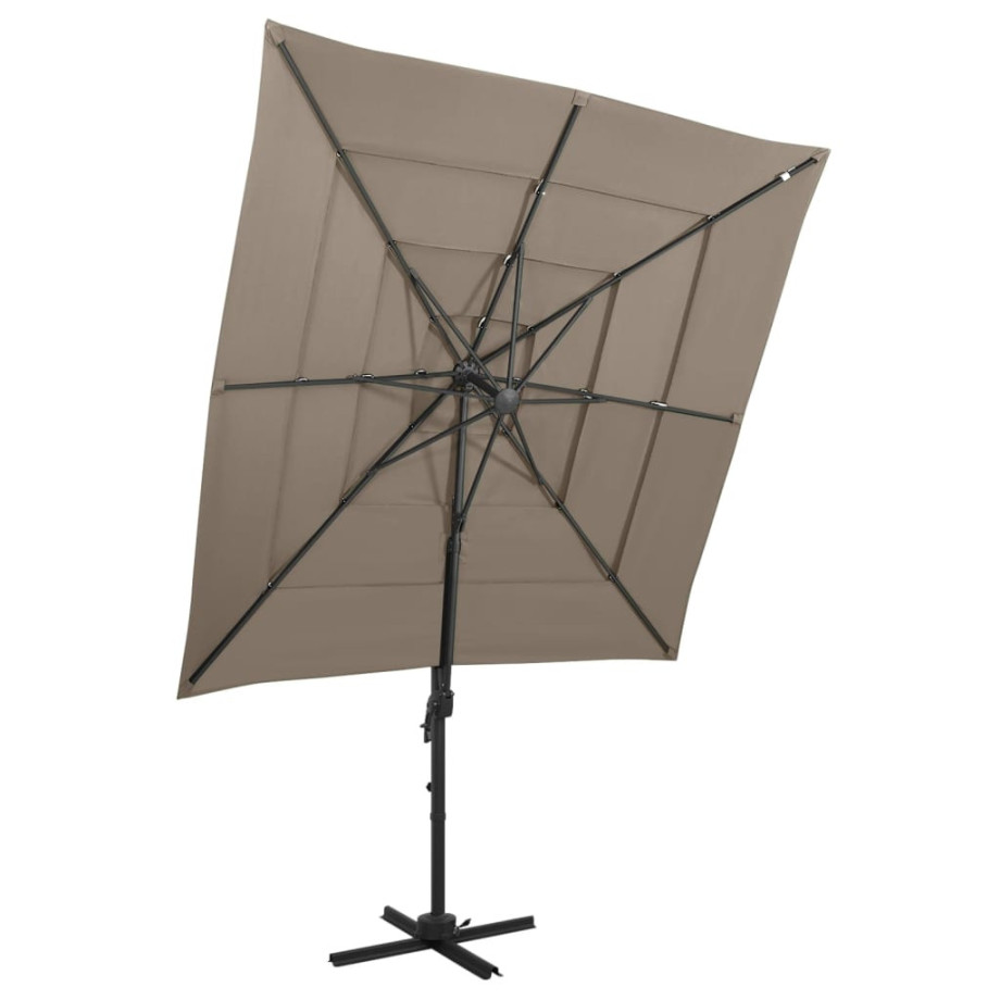 vidaXL Parasol 4-laags met aluminium paal 250x250 cm taupe afbeelding 1