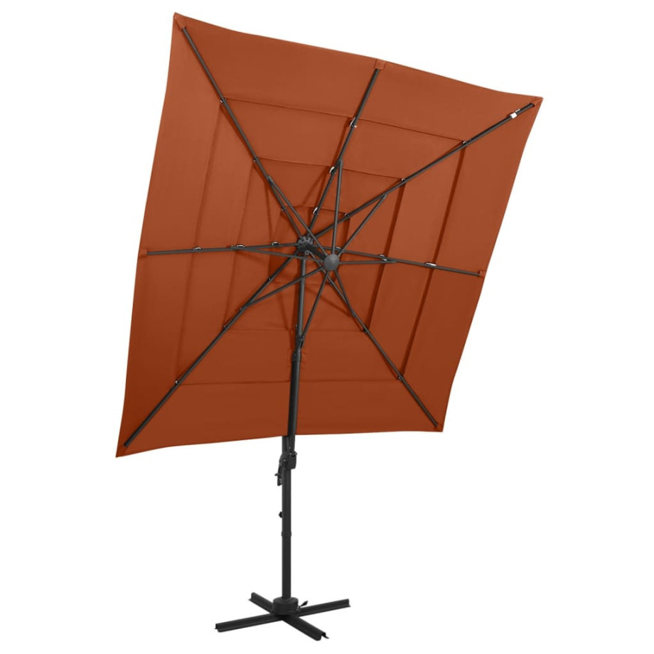 vidaXL Parasol 4-laags met aluminium paal 250x250 cm terracottakleurig afbeelding 1