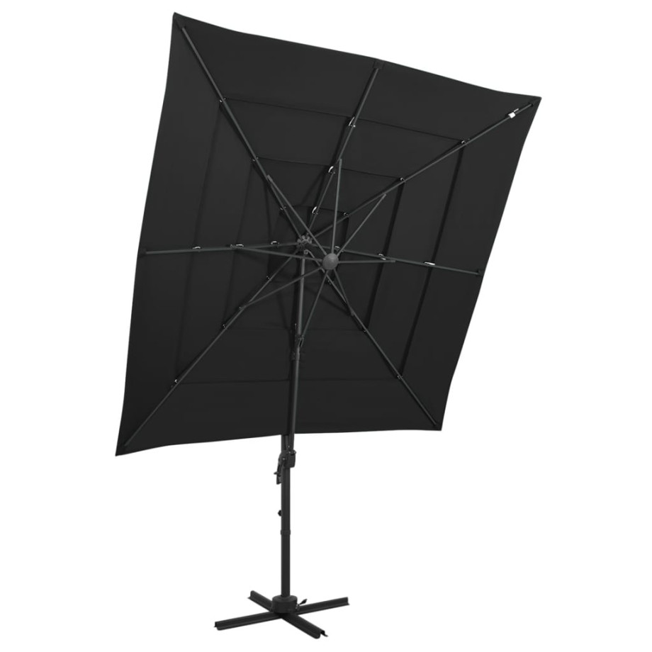 vidaXL Parasol 4-laags met aluminium paal 250x250 cm zwart afbeelding 1