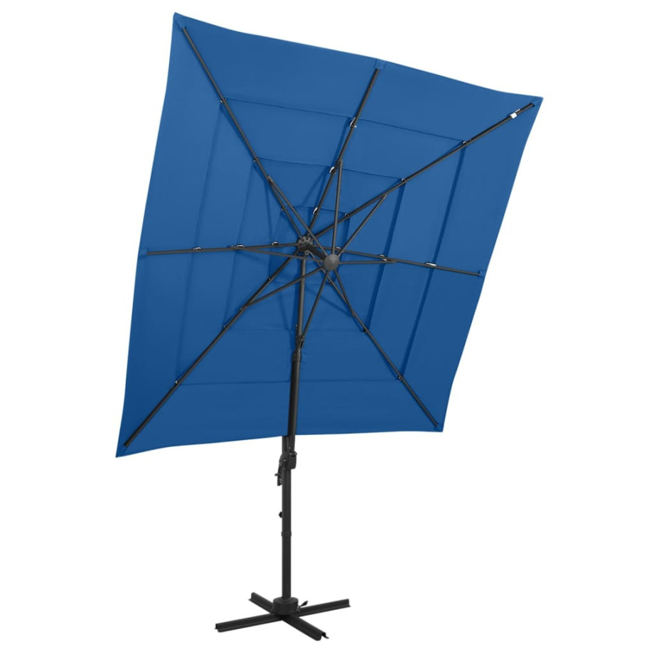 vidaXL Parasol 4-laags met aluminium paal 250x250 cm azuurblauw afbeelding 1