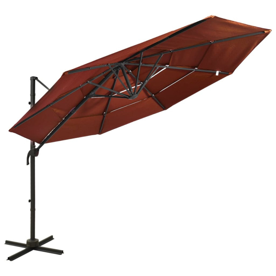 vidaXL Parasol 4-laags met aluminium paal 3x3 m terracottakleurig afbeelding 1