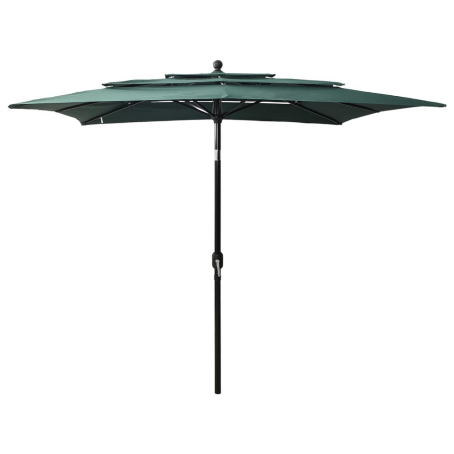 vidaXL Parasol 3-laags met aluminium paal 2,5x2,5 m groen afbeelding 1