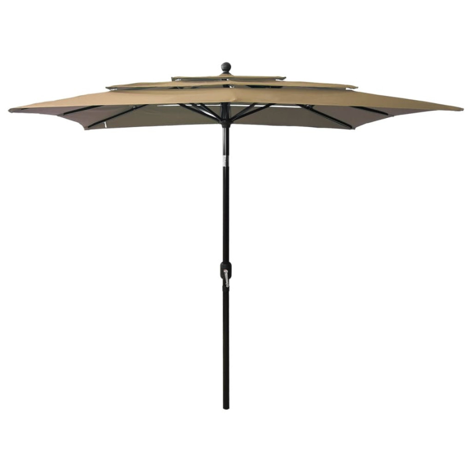 vidaXL Parasol 3-laags met aluminium paal 2,5x2,5 m taupe afbeelding 1