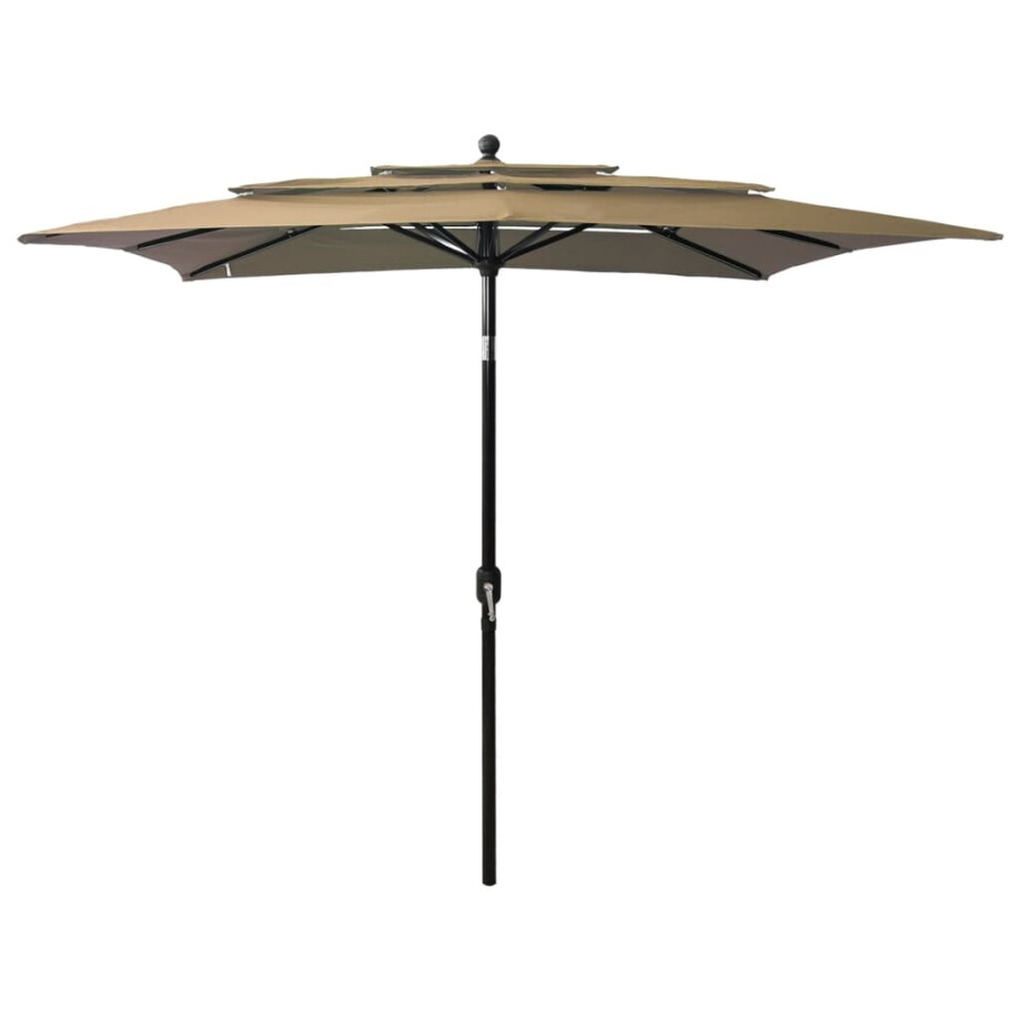 vidaXL Parasol 3-laags met aluminium paal 2,5x2,5 m taupe vidaXL Parasol 3-laags met aluminium paal 2,5x2,5 m taupe afbeelding 1