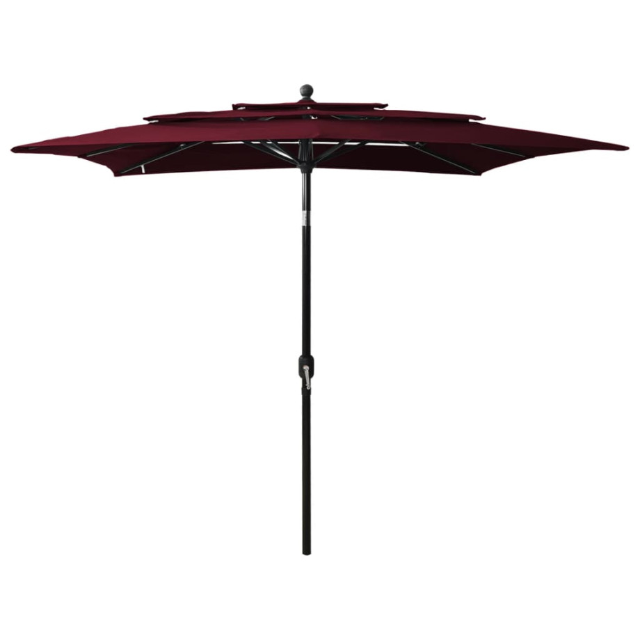 vidaXL Parasol 3-laags met aluminium paal 2,5x2,5 m bordeauxrood afbeelding 1