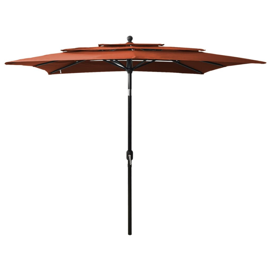 vidaXL Parasol 3-laags met aluminium paal 2,5x2,5 m terracottakleurig afbeelding 1