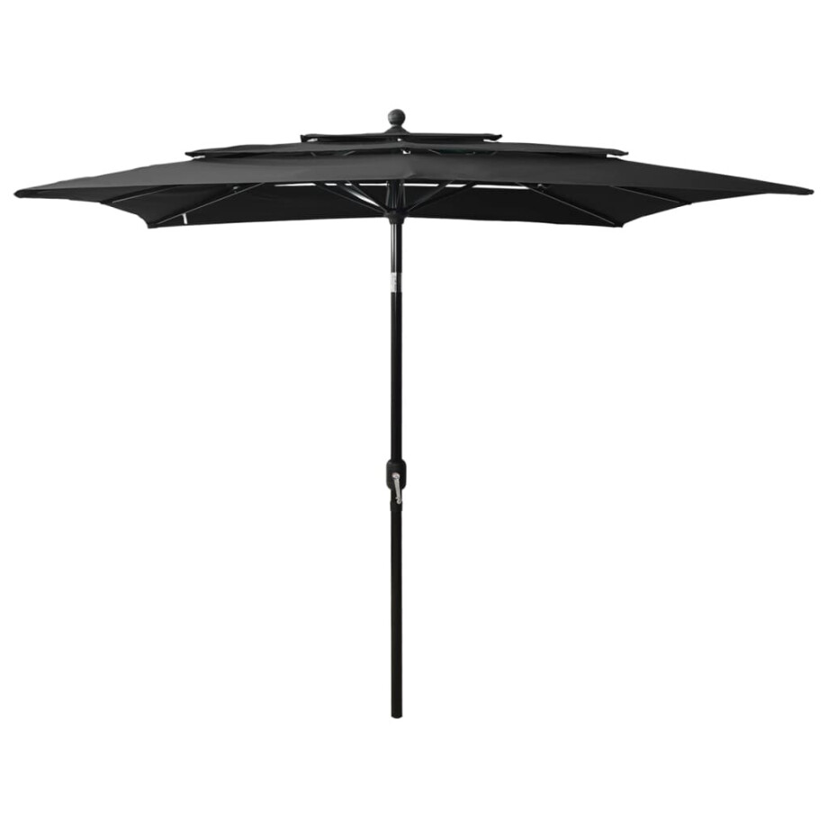 vidaXL Parasol 3-laags met aluminium paal 2,5x2,5 m zwart vidaXL Parasol 3-laags met aluminium paal 2,5x2,5 m zwart afbeelding 1