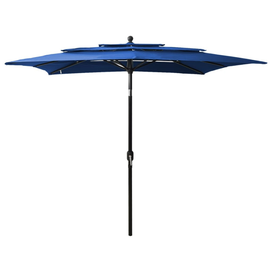 vidaXL Parasol 3-laags met aluminium paal 2,5x2,5 m azuurblauw afbeelding 1