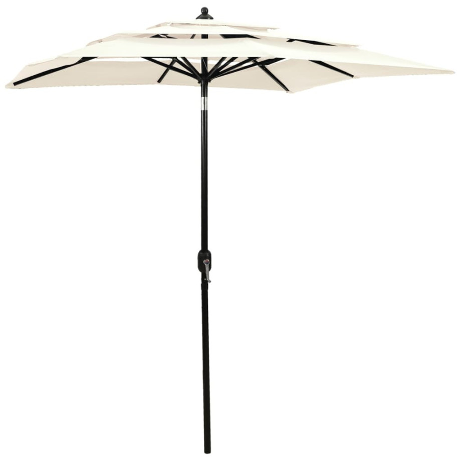 vidaXL Parasol 3-laags met aluminium paal 2x2 m zandkleurig afbeelding 1