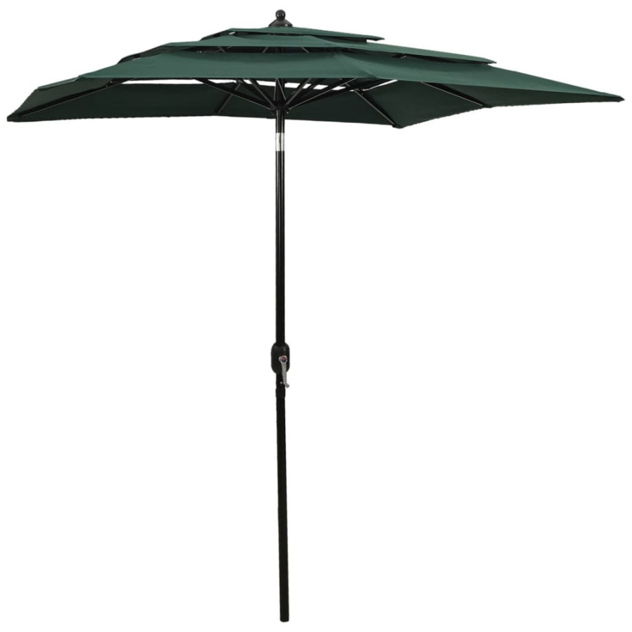 vidaXL Parasol 3-laags met aluminium paal 2x2 m groen afbeelding 1