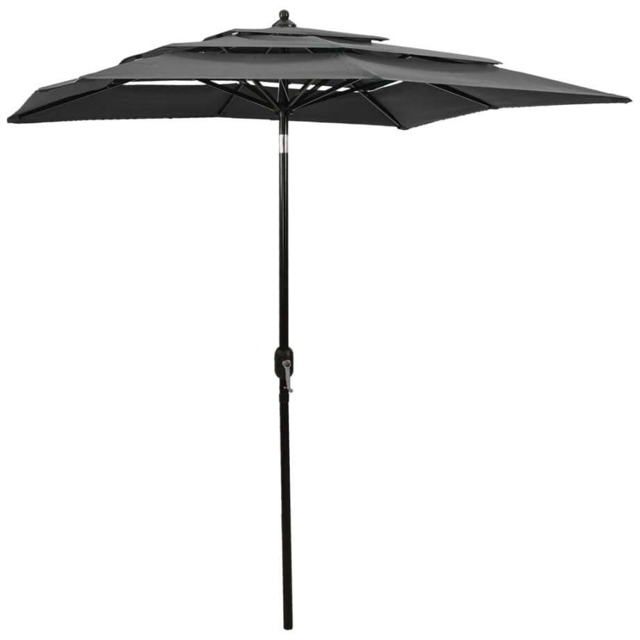 vidaXL Parasol 3-laags met aluminium paal 2x2 m antracietkleurig afbeelding 1