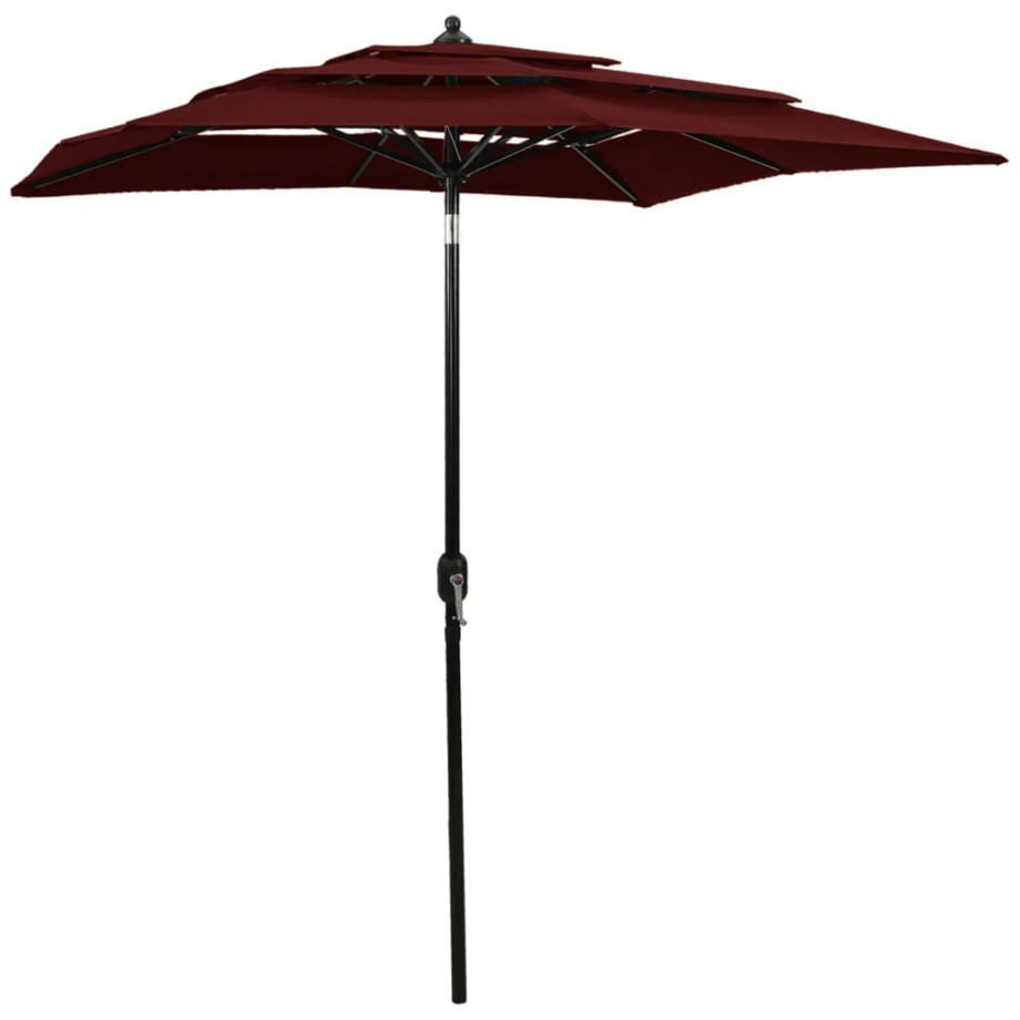 vidaXL Parasol 3-laags met aluminium paal 2x2 m bordeauxrood afbeelding 1