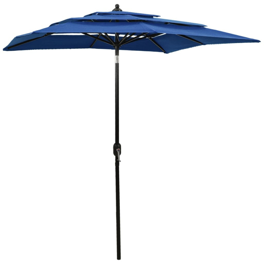 vidaXL Parasol 3-laags met aluminium paal 2x2 m azuurblauw afbeelding 1