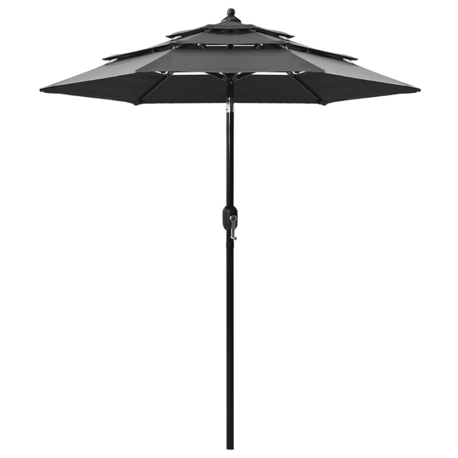 vidaXL Parasol 3-laags met aluminium paal 2 m antracietkleurig vidaXL Parasol 3-laags met aluminium paal 2 m antracietkleurig afbeelding 1