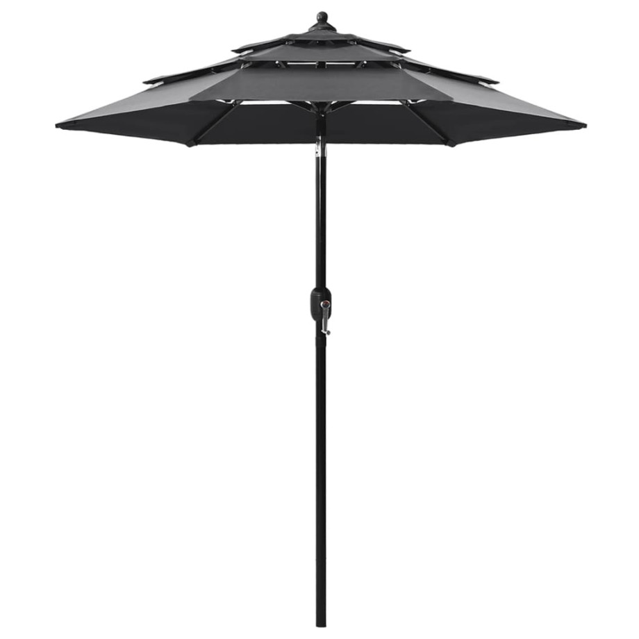 vidaXL Parasol 3-laags met aluminium paal 2 m antracietkleurig afbeelding 1