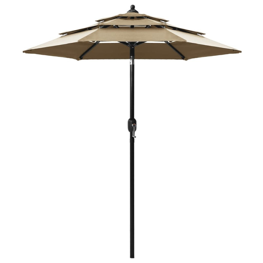 vidaXL Parasol 3-laags met aluminium paal 2 m taupe afbeelding 1