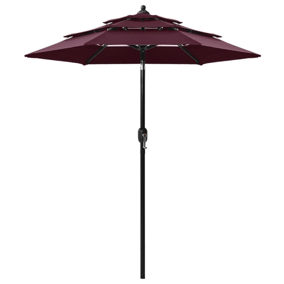 vidaXL Parasol 3-laags met aluminium paal 2 m bordeauxrood afbeelding 1