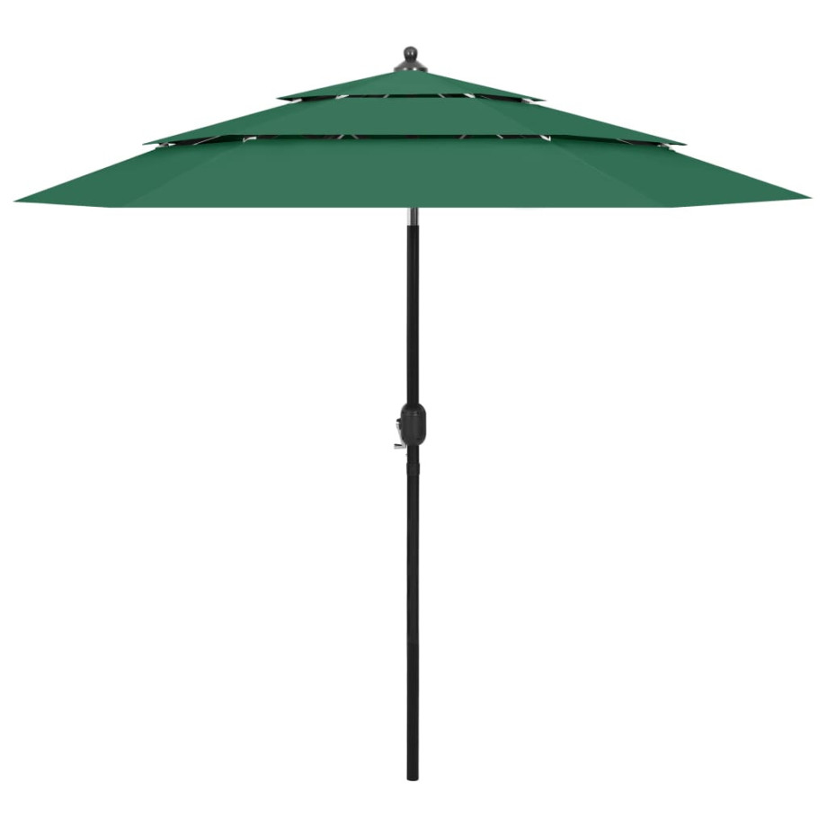 vidaXL Parasol 3-laags met aluminium paal 2,5 m groen afbeelding 1