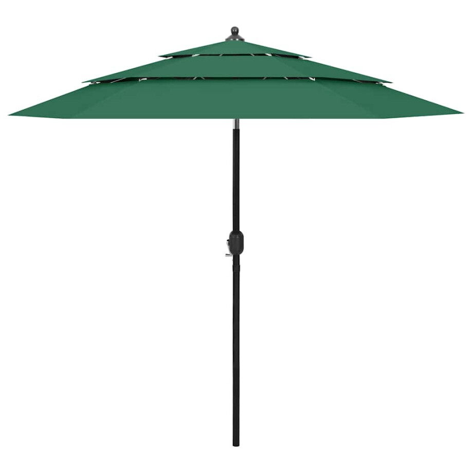 vidaXL Parasol 3-laags met aluminium paal 2,5 m groen vidaXL Parasol 3-laags met aluminium paal 2,5 m groen afbeelding 1