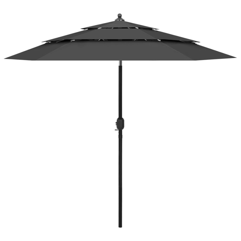 vidaXL Parasol 3-laags met aluminium paal 2,5 m antracietkleurig afbeelding 1