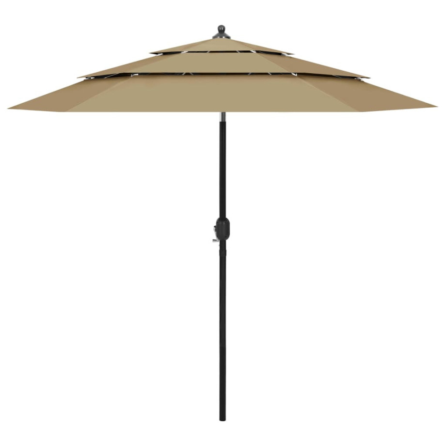 vidaXL Parasol 3-laags met aluminium paal 2,5 m taupe afbeelding 1