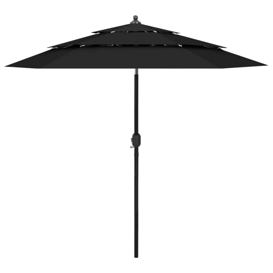 vidaXL Parasol 3-laags met aluminium paal 2,5 m zwart afbeelding 1