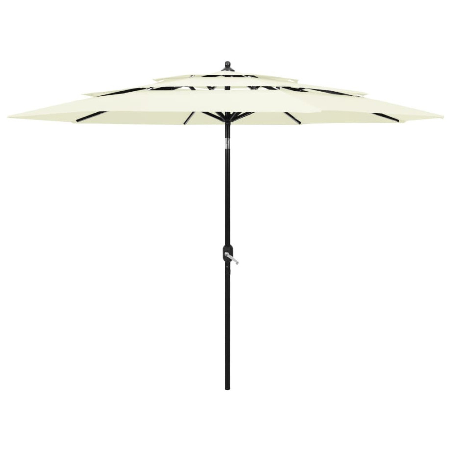 vidaXL Parasol 3-laags met aluminium paal 3 m zandkleurig afbeelding 1