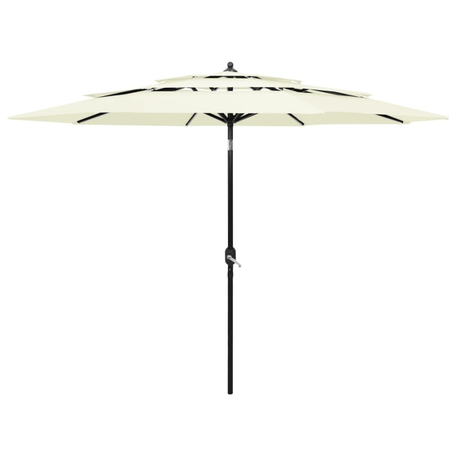 vidaXL Parasol 3-laags met aluminium paal 3 m zandkleurig vidaXL Parasol 3-laags met aluminium paal 3 m zandkleurig afbeelding 1