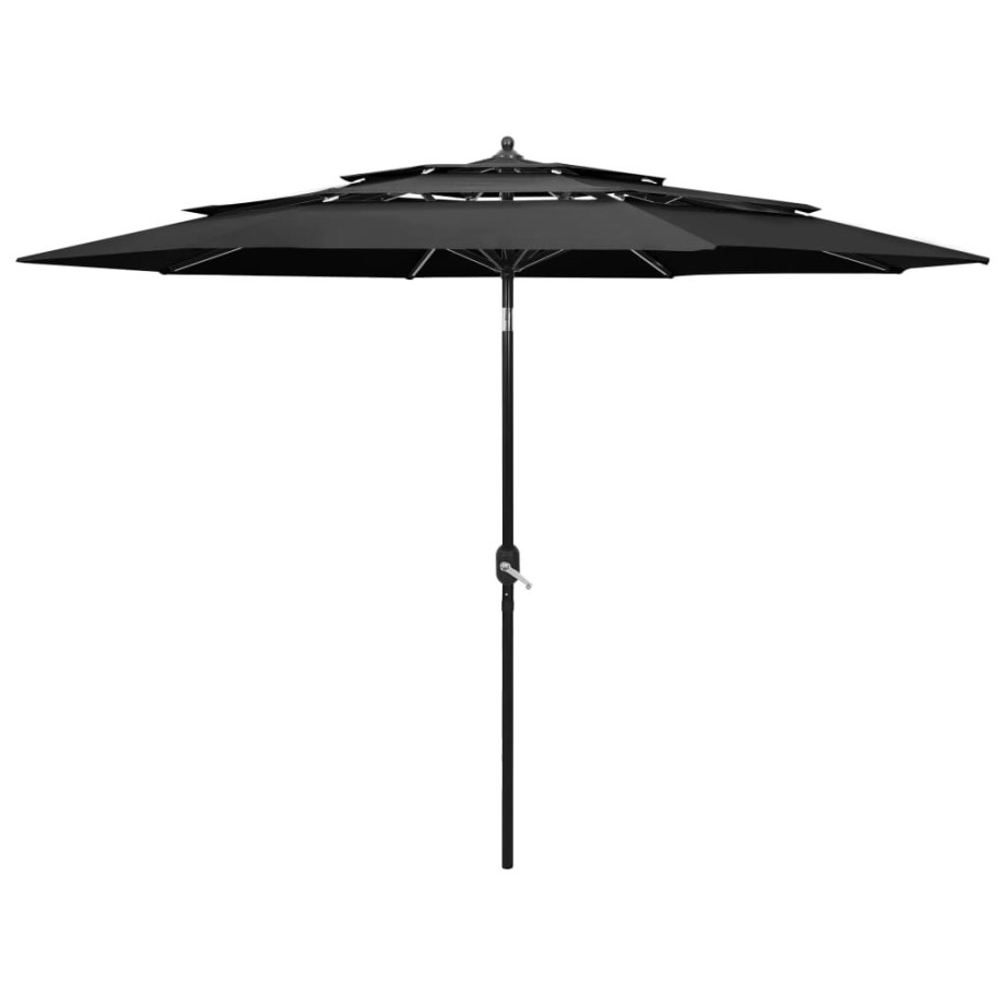 vidaXL Parasol 3-laags met aluminium paal 3 m antracietkleurig afbeelding 1