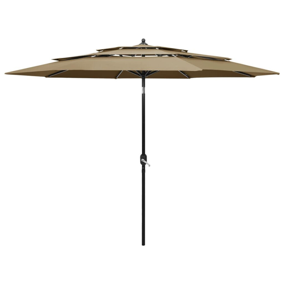 vidaXL Parasol 3-laags met aluminium paal 3 m taupe vidaXL Parasol 3-laags met aluminium paal 3 m taupe afbeelding 1