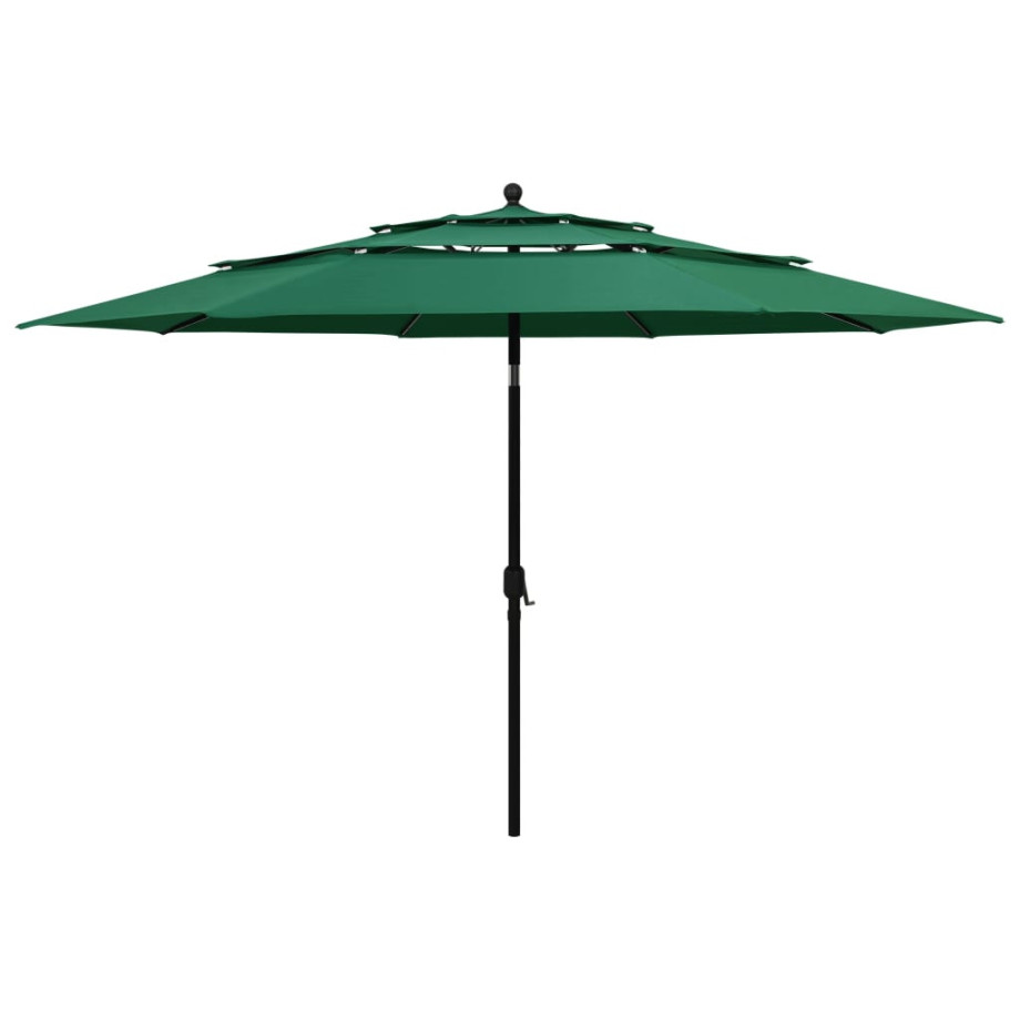 vidaXL Parasol 3-laags met aluminium paal 3,5 m groen afbeelding 1