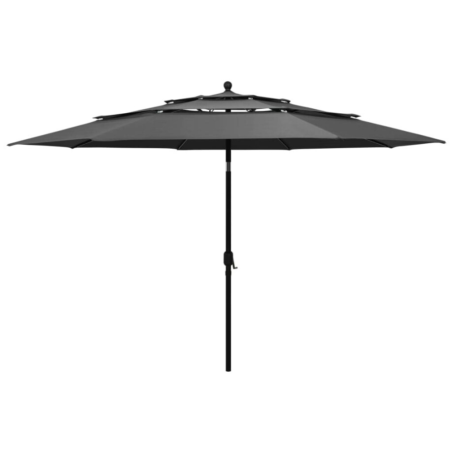 vidaXL Parasol 3-laags met aluminium paal 3,5 m antracietkleurig afbeelding 1