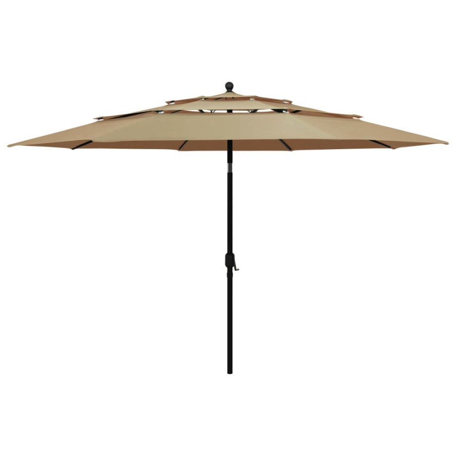 vidaXL Parasol 3-laags met aluminium paal 3,5 m taupe afbeelding 1