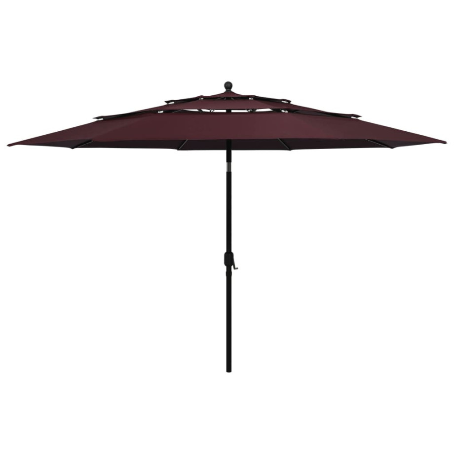 vidaXL Parasol 3-laags met aluminium paal 3,5 m bordeauxrood afbeelding 1