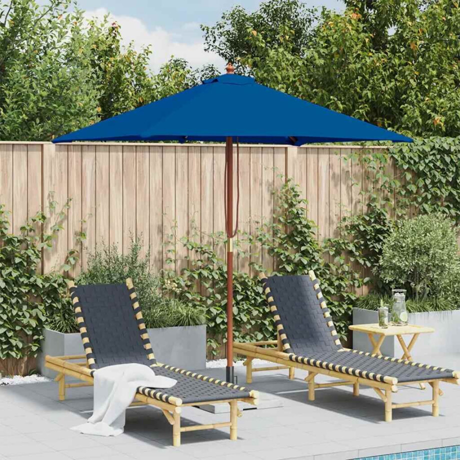 vidaXL Parasol met houten paal 150x200 cm blauw vidaXL Parasol met houten paal 150x200 cm blauw afbeelding 1